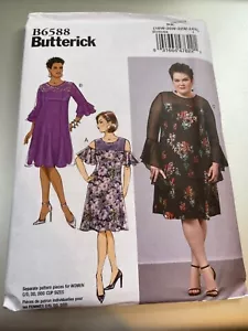Butterick Muster B6588 Damenkleider mit Kontrastpasse & Ärmel Optionen 18 W-24 W - Bild 1 von 2