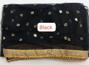 AMIIRAH NET DUPATTA WITH GOLD SEQUIN WORK/NET VEILS/SHAWL/SCARVES/ DIWALI/EID - Picture 1 of 14