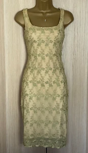 Karen Millen Vintage Gold Haki Embroidered Dress UK10 - Picture 1 of 6