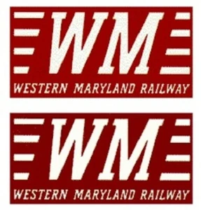 Western Maryland O/HO Gauge Train 2 RED  Vinyl 1 3/4"Wx7/8" H Logos on 1 sticker - Picture 1 of 2