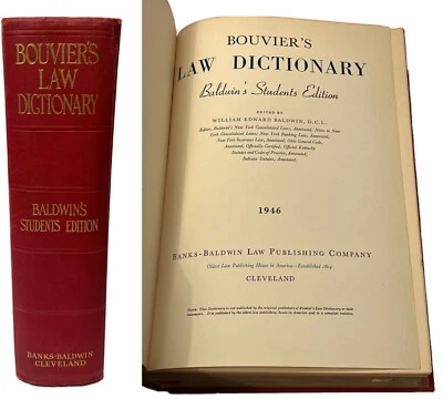 VTG 1946 Bouvier's Law Dictionary Book Student's Edition + Supplement Baldwin - Image 1 of 4