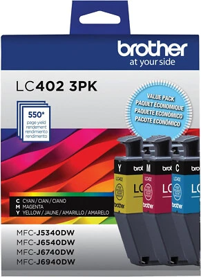 GENUINE Brother LC402 Ink 3 Pack for MFC-J5340DW MFC-J6540DW MFC-J6740DW - Image 1 of 2