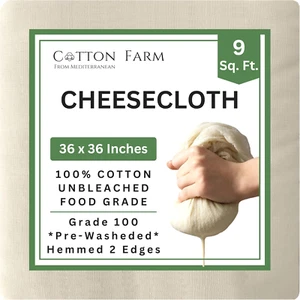 Cheese Cloths - Straining 36X36 In 100% Unbleached Cotton Cheesecloth Reusable - Picture 1 of 11