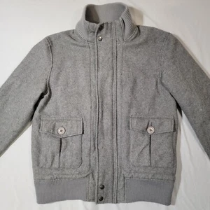 Guess Flannel Lined Wool Full Zip Jacket Sz M Mens 2 Pockets Ribbed Openings - Picture 1 of 11