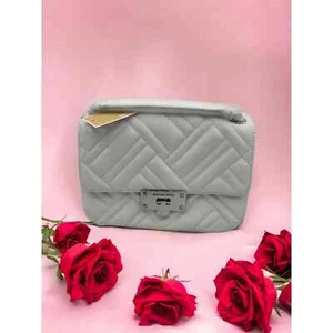NWT * Michael Kors "MK" Optic White Leather Peyton MD Shoulder Flap Bag - Picture 1 of 6