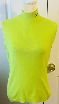 Suéter feminino NAUTICA Chartreuse gola simulada pulôver logotipo sem mangas tamanho grande - Imagem 1 de 2