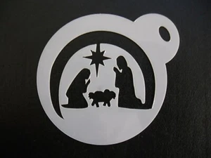 Stencil disegno presepe 60 mm torta, biscotto, artigianato e pittura viso - Foto 1 di 1