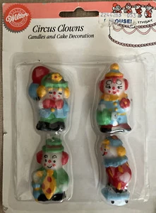 Vintage 1992 Wilton Circus Clowns unbenutzt Kerzen und Tortendekoration 2er Set - Bild 1 von 1