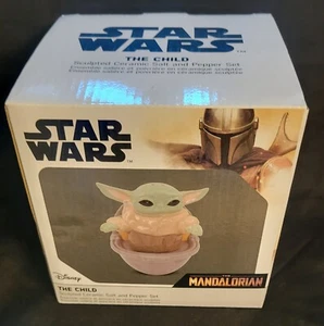 Star Wars Mandalorian The Child Baby Yoda Grogu Ceramic Salt & Pepper Shakers - Picture 1 of 4