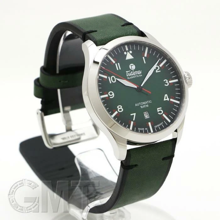 Authentic Tutima Watch 6105-29 Flieger Green Self-winding Sapphire Crystal Glass