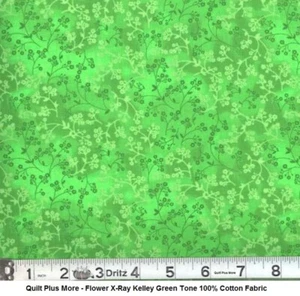 Flower X-Ray Kelley Green Tone 100% Cotton Fabric by 1/4 yard - Picture 1 of 1