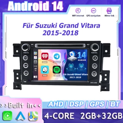 Android 14 Autoradio Für Suzuki Grand Vitara CarPlay GPS Navi DAB+CD/DVD 2G+32GB - Bild 1 von 4