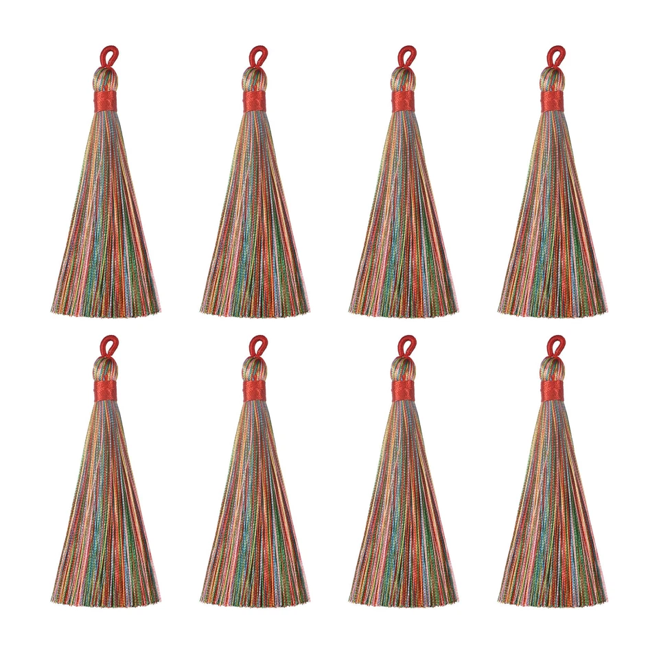 Signet Glandes - 8Pcs 3.66" Soyeux Doux Gland avec Boucles Fait à Main Multi Red - Photo 1/4