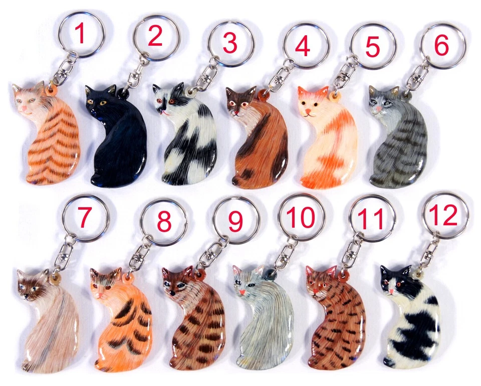 Hand Painted Cat Key Chain Keyring - Image 1 of 1