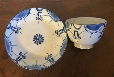 Antique 19th c. Staffordshire Pearlware Tea Cup Bowl & Saucer Creamware 1810 20 - Image 1 of 4