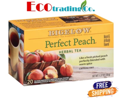 Té de hierbas Bigelow Perfect Peach 20 bolsas (paquete de 6), 120 bolsas de té en total Foto 1 de 4