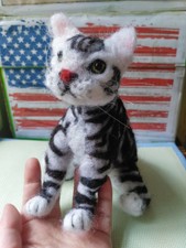 Needle Felted Animal American short hair cat Wool Art Sculpture ooak gift