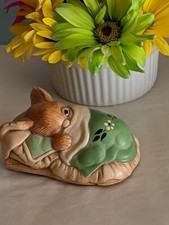 vintage Pendelfin bunny rabbit England peeps in green Bed great easter decor