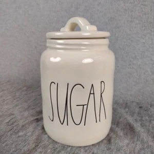 Magenta M Jar Large Letter “SUGAR” Spell out Serving Storage White Ceramic - Picture 1 of 8
