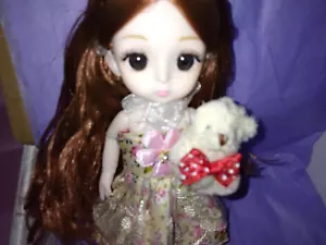 BJD 6" Cute Doll w Expression Face Life-Like Eyes 1/12 Xtra Dress Brunett BJD 13 - Picture 1 of 6
