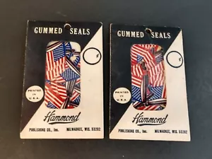 NOS Vintage American Flag Gummed Seals Hammond 60s Stars Stripes - Picture 1 of 3