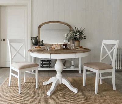 STATEMENT FURNITURE Pedestal Dining Table Round White Kitchen Table 2 Drawer Florence Furniture 120c