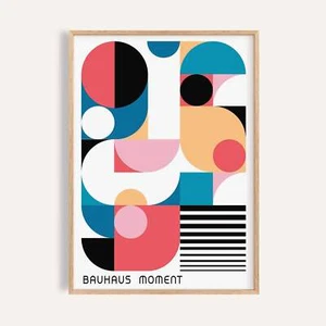 Colourful Bauhaus Poster Geometric Wall Art for Girls Bedroom or Living Room - Picture 1 of 23