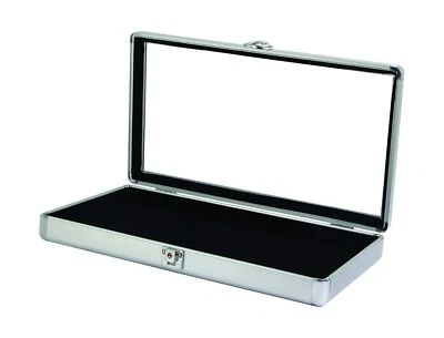 888 Display USA - Silver Aluminum Jewelry Case with Glass Top and Lock (Silver) - Image 1 of 3