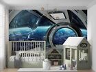 3D Space Station Sky The Earth Self-Adhesive Removeable Wallpaper Wall Mural1