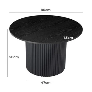 Luxe Black Ribbed Texture Wooden Coffee Table - Picture 1 of 7