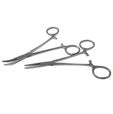 HTI BRAND Dog Ear Hair Puller Pet Grooming Hemostats Veterinary Forceps 5" Straight+Curved