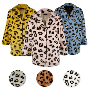 Janice Apparel Women's Faux Fur Animal Print Leopard Notch Collar Jacket No Size - Picture 1 of 46