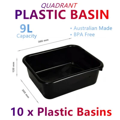 10x Rectangular Plastic Wash Basin 9L Tub Oil Tray Storage Basket Container Box - image 1 of 3