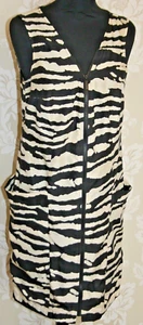 MICHAEL KORS 100% Silk Dress *Zip-Up Zebra/Animal Print Cream/Black US8/S V-Neck - Picture 1 of 12