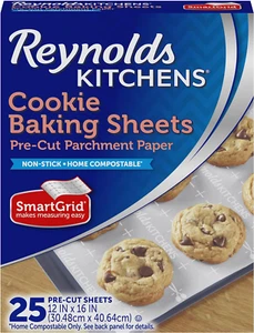 Kitchens Cookie Baking Sheets, Pre-Cut Parchment Paper,25 Count (Pack of 4), 100 - Picture 1 of 12