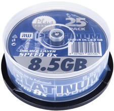 25 Platinum Rohlinge DVD+R Double Layer 8,5GB 8x Spindel