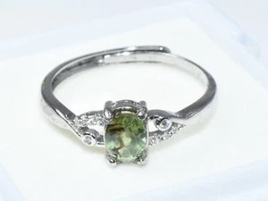 Australian Natural 0.85CT Green Oval Sapphires & 925 Sterling Silver Ring - Picture 1 of 4