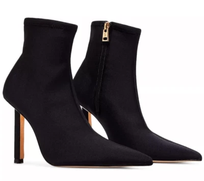 Good American Booties Talla 5.5 Alto Kickstand Negro Punta Bota de Neopreno Foto 1 de 4