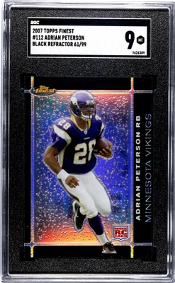2007 Topps Finest #112 Adrian Peterson Black Refractor #/99 MINT SGC 9 - Image 1 of 2
