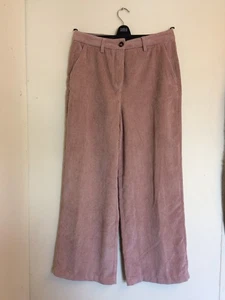 NEXT Dusky Pink Wide Straight Leg Flat Front Cords Trousers - Size 14 - Great! - Picture 1 of 5