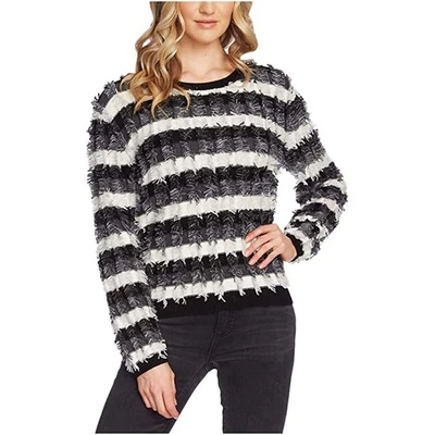 Suéter con flecos a rayas Two by Vince Camuto, blanco antiguo, mediano Foto 1 de 2