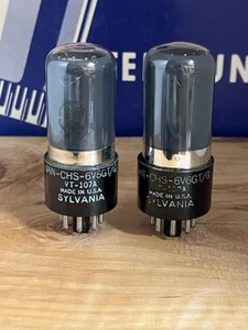 6V6GT Sylvania JAN CHS grey glass, black base, one pair - Afbeelding 1 van 1
