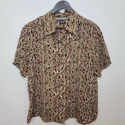 Vintage Womens Blouse Shirt Top Size 20 Brown Smart Work Boho 80s Retro Ladies - Image 1 of 4