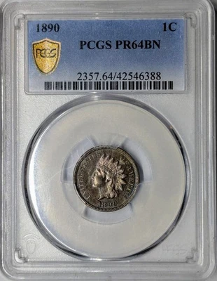 1890 PR64BN PCGS Proof Toned Indian Head Cent Obv Cameo - Image 1 of 4