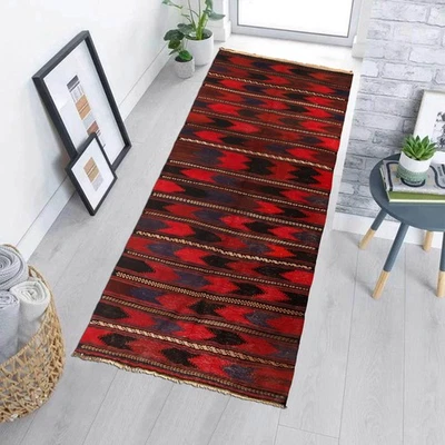 Authentic Afghan Maimana Kilim with Geometric Patterns - Image 1 of 4