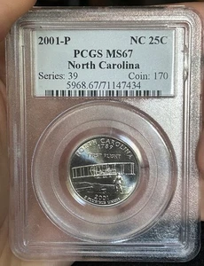 2001 P 25C Washington Quarter North Carolina PCGS MS 67 Series: 39 Coin: 170 - Picture 1 of 4
