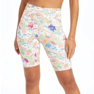 Fabletics Bike Shorts Women's Small Powerhold High-Waist 9'' New Wave Floral - Picture 1 of 16