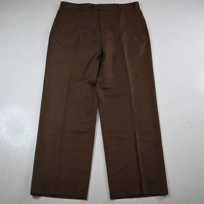 Pantalones de vestir para hombre Zanella 34x30 marrón Loro Piana Super 150s Todd frente plano Foto 1 de 4