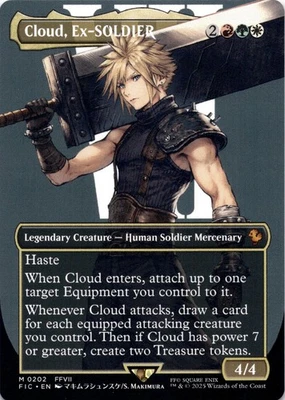 Cloud, Ex-SOLDIER BORDERLESS Commander: Final Fantasy Magic MTG NM - Image 1 of 2
