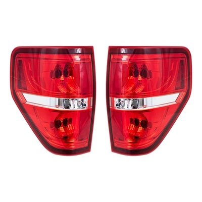 Fits 2009-2014 F-150 Tail Light Styleside Red Trim Smoked Back Up Light Set - Image 1 of 4